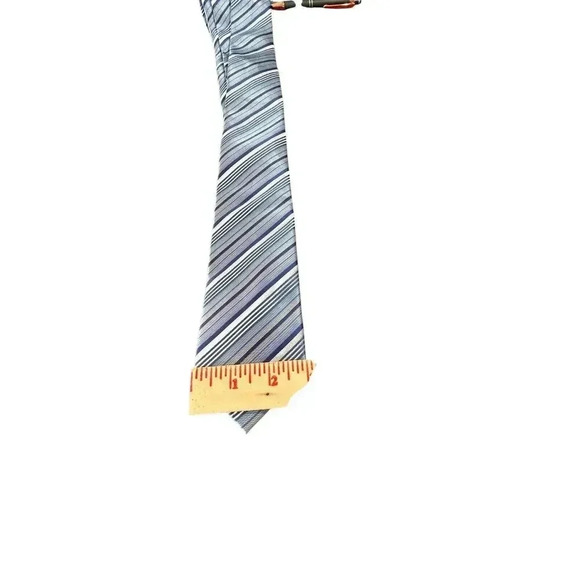 Adrienne Vittadini Mens Tie Necktie Diagonal Blue Purple Gray Stripe 3” X 61” - Picture 4 of 4